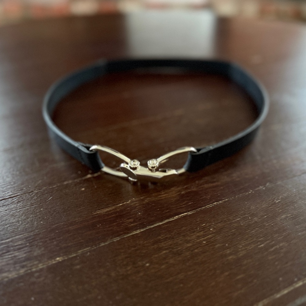 White House Black Market Black Belt with Silver Buckle